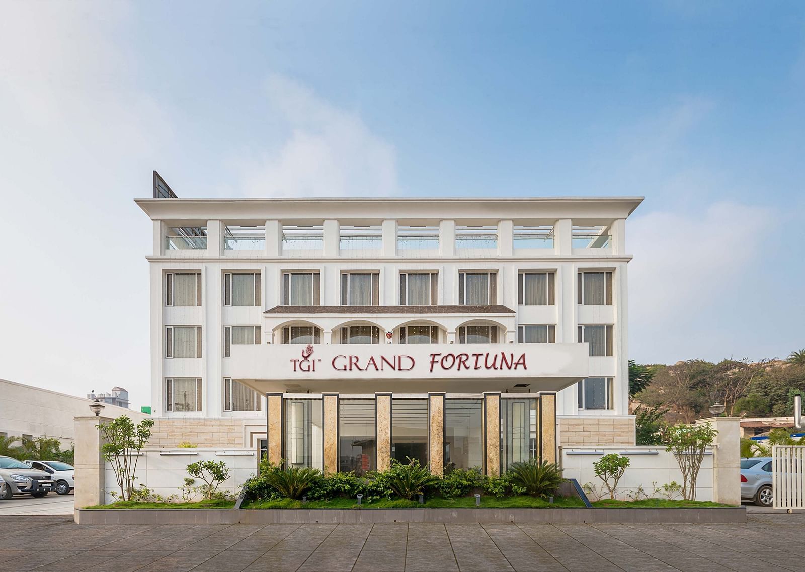 Facade of Fortuna Hosur during the day
