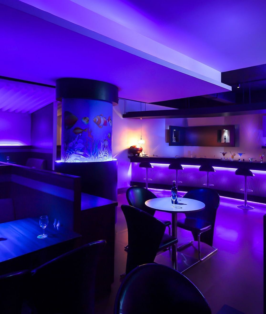 A view of the Bar with blue lightning at Regency Tuticorin by GRT Hotels.