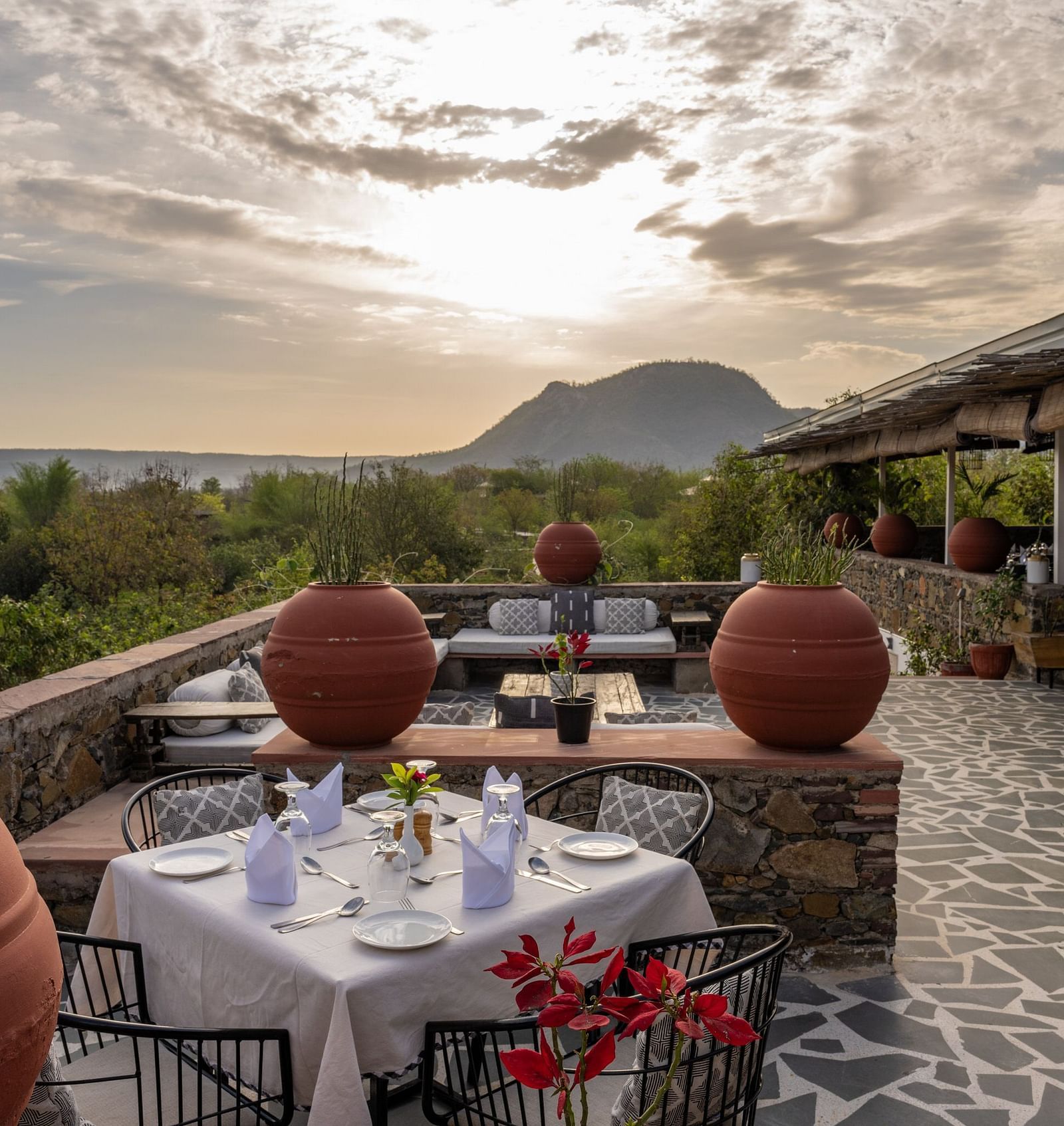 A roof top dining area in our property - Utsav Camp