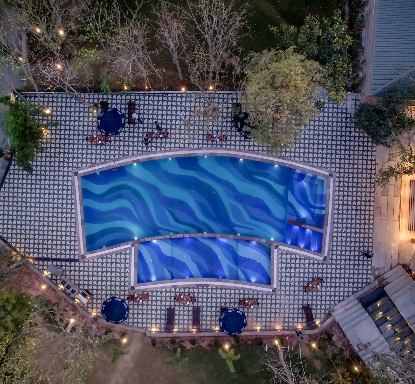 An aerial view of the swimming pool - Essentia Luxury Resort & Spa, Udaipur