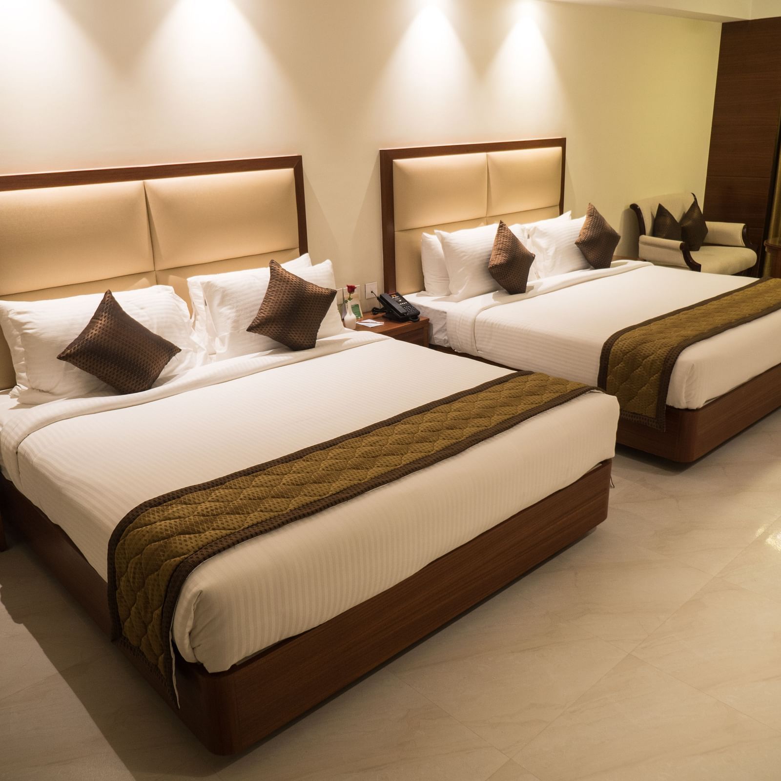 view of two king size beds of Luxury Suite Room of MM Legacy, Kanchipuram