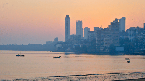Chowpatty Mumbai skyline