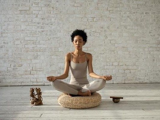a woman meditating