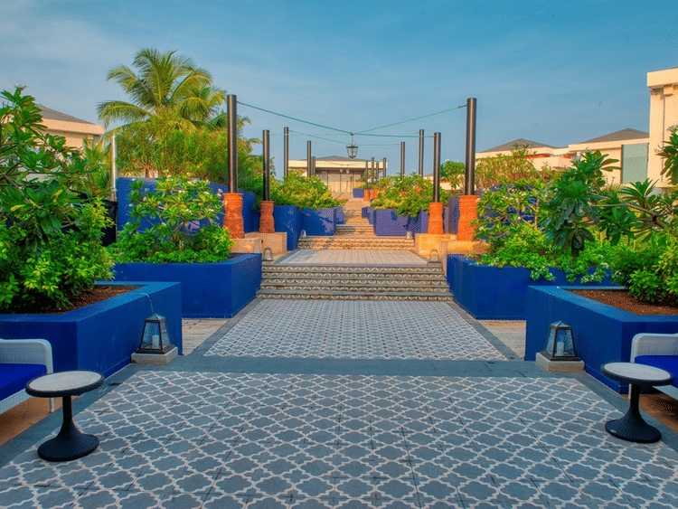 seating arrangements at Palacio, our finest wedding venue in Goa - Portuguese Garden - Azaya Beach Resort Goa