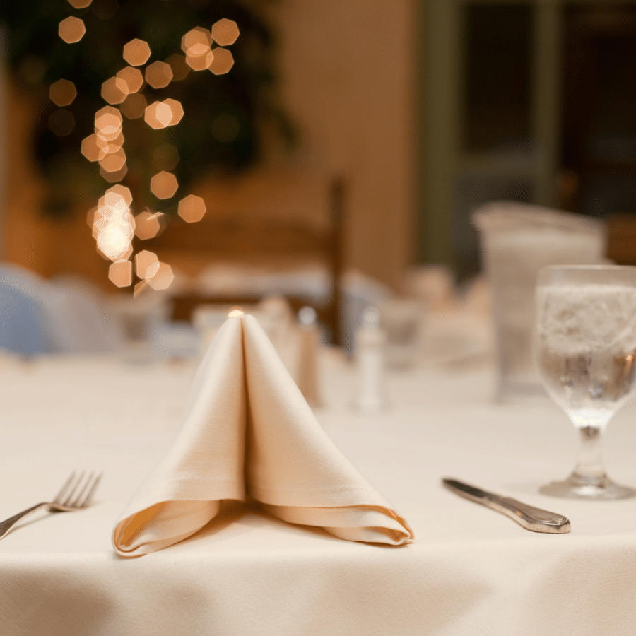 A napkin placed on a table.