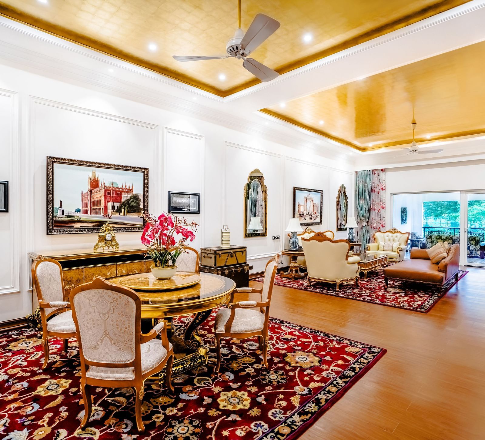 a sofa set and a dining table in the living room - Mayfair Tea Resort, Siliguri 