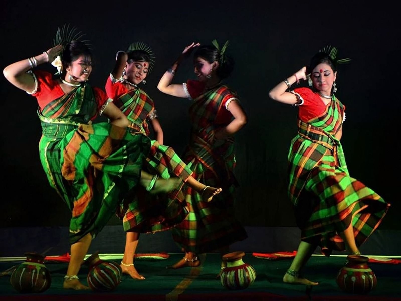 A group of women performing a traditional dance
