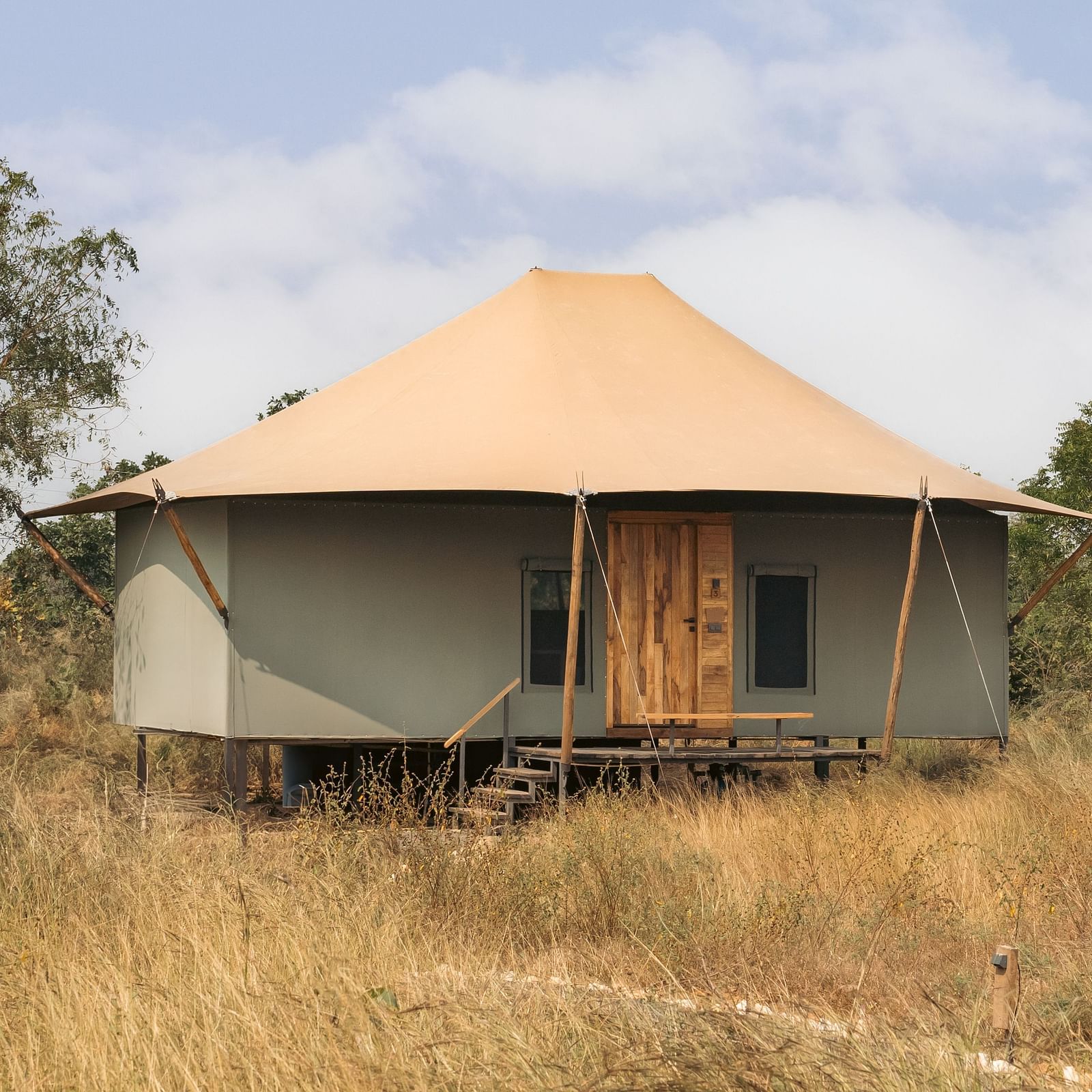 A tent in the jungle at Trees N Tigers, Tadoba.