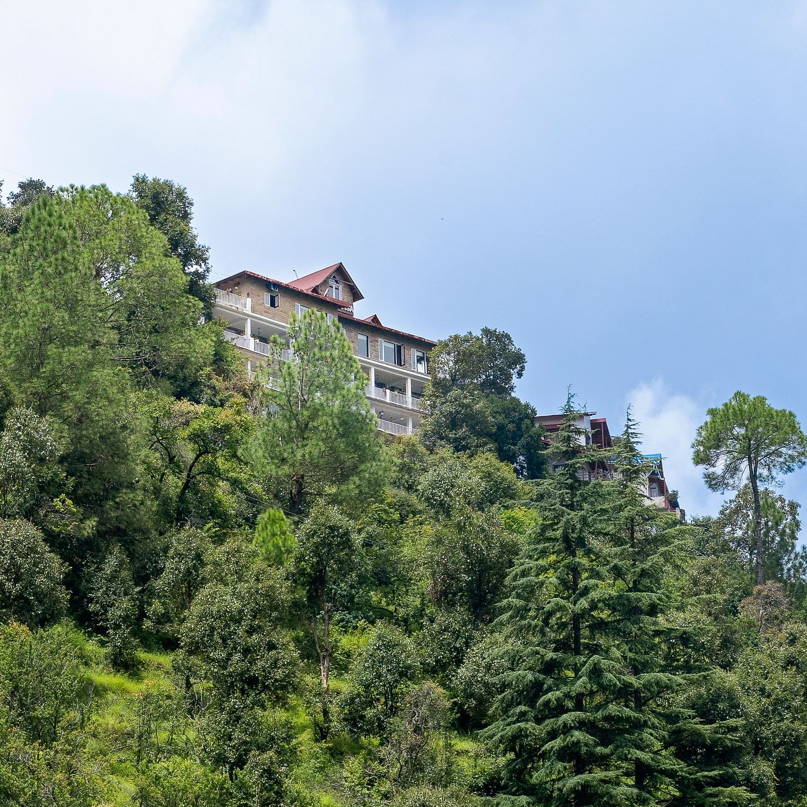 Scenic view of BluSalzz Collection - Suvaasa Resort, Ramgarh nestled on a lush hillside