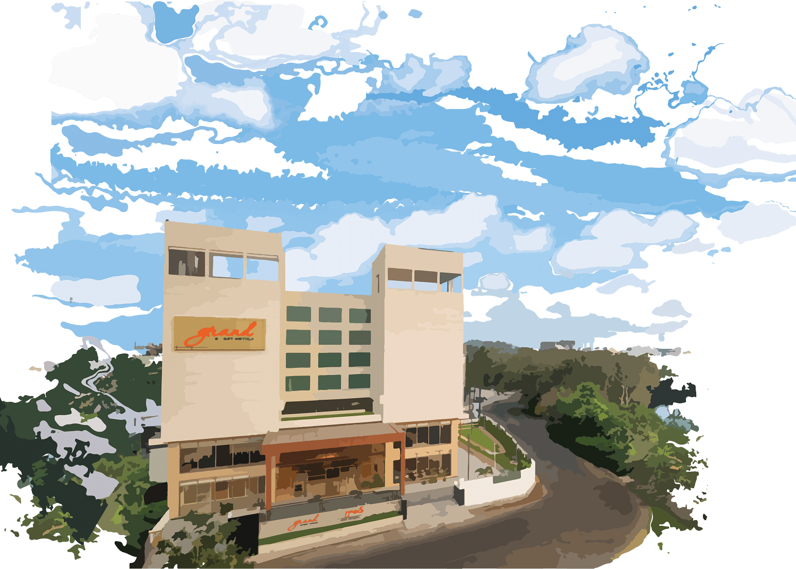 an illustrated image of Grand Vijayawada.