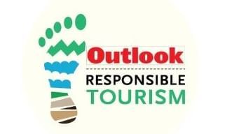 A logo of Outlook Responsible Tourism. It also features a footprint of a human.