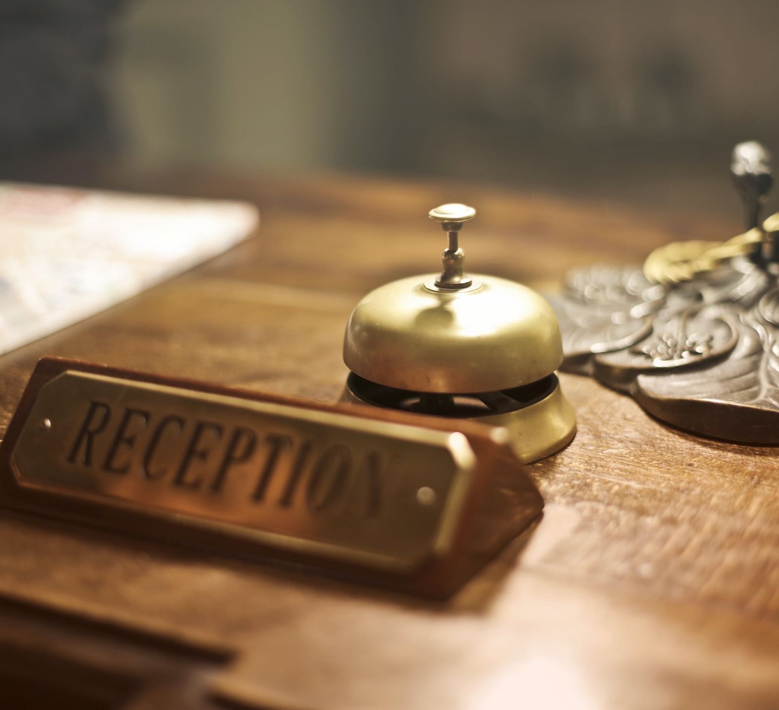 a bell with a placeholder with Reception written on it in the front
