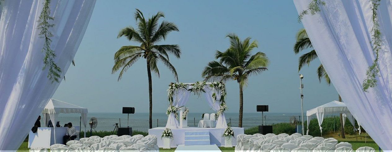 A wedding arrangement on the beach - Destination wedding in Goa - Caravela Beach Resort, Goa