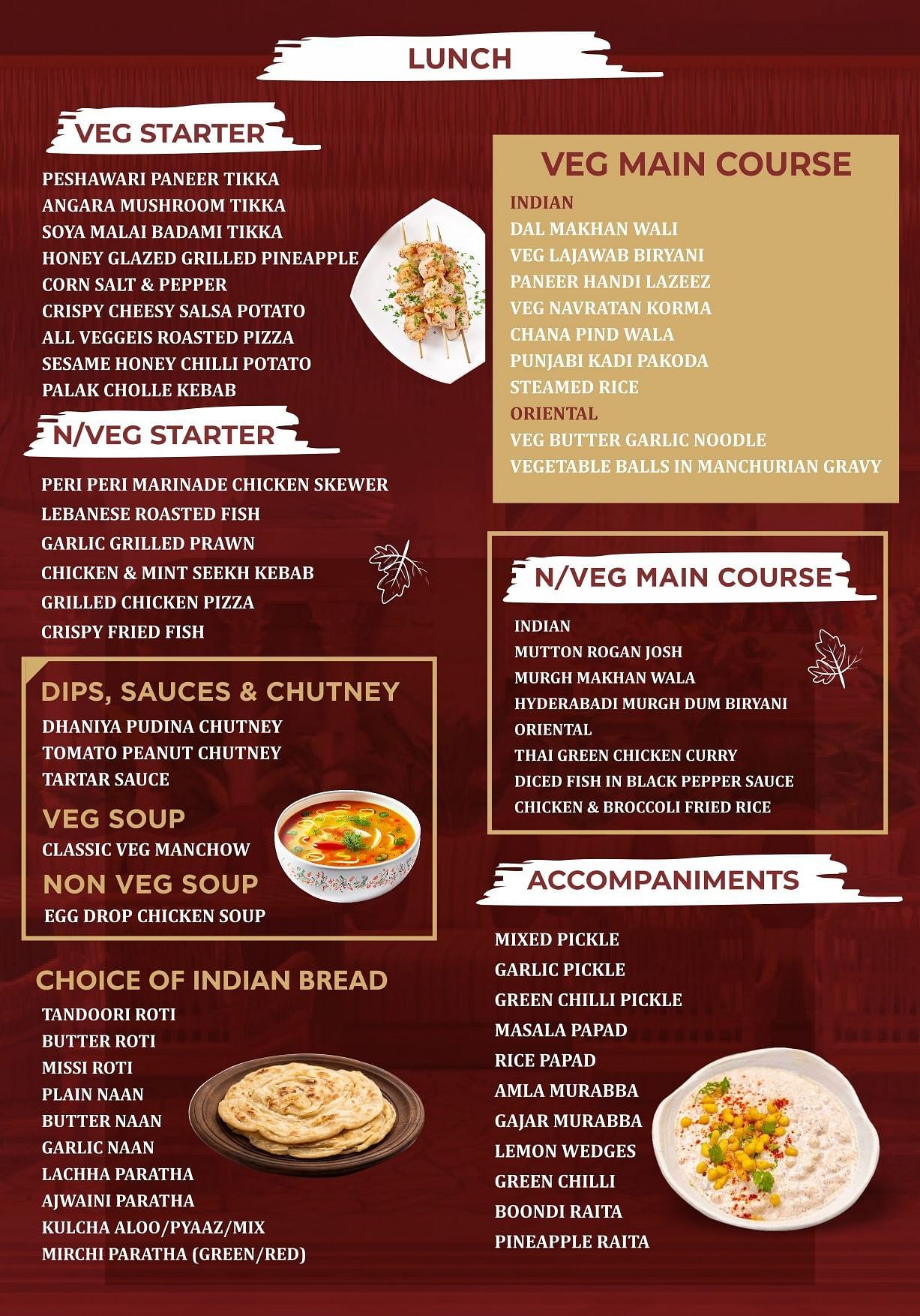 An image of AMBIENCE  BUFFET FOOD MENU LUNCH & DINNER 