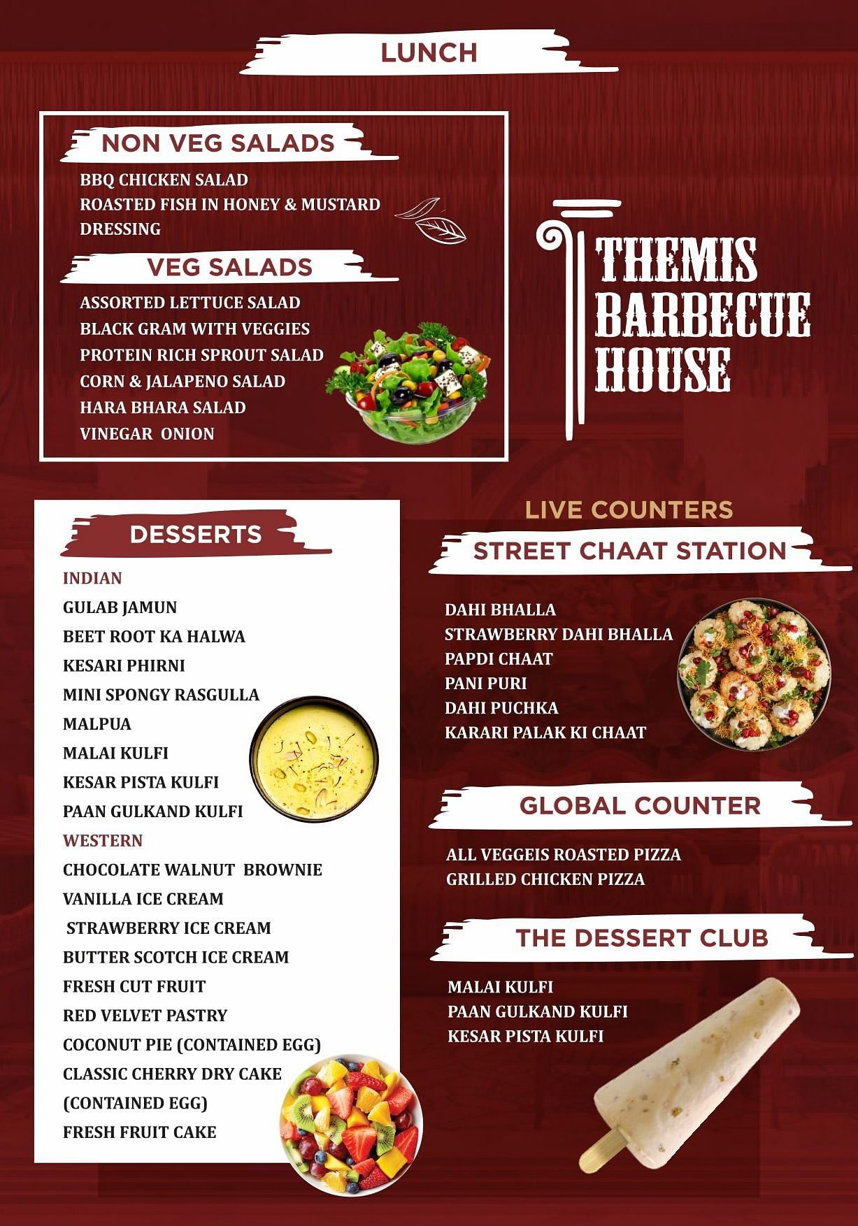 A poster of AMBIENCE  BUFFET FOOD MENU LUNCH & DINNER - Themis Barbecue House, Ambience Mall, Gurugram