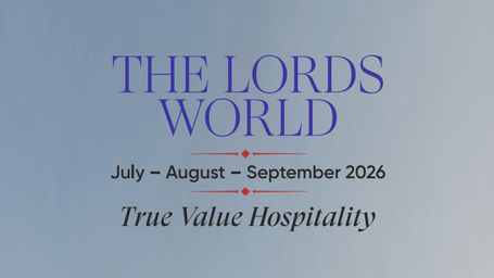 The Lords World July–August–September 2026 offer letter cover alongside a luxury Lords Hotels & Resorts property with a swimming pool at sunset.