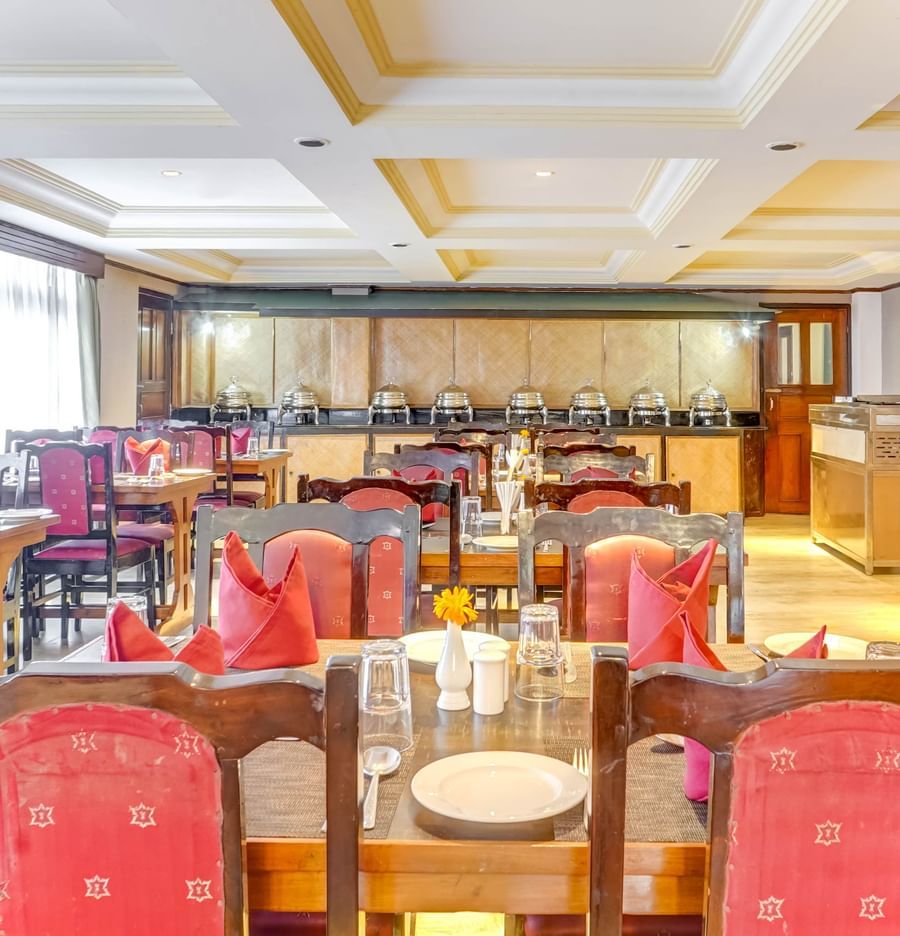 Image of a dining space with cutleris on the table at Summit Tashi Ghang Heritage Resort, Pelling