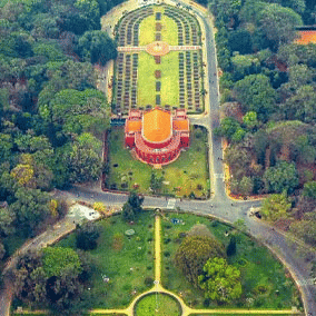 An aerial shot of the lush green Cubbon Park in Bengaluru.