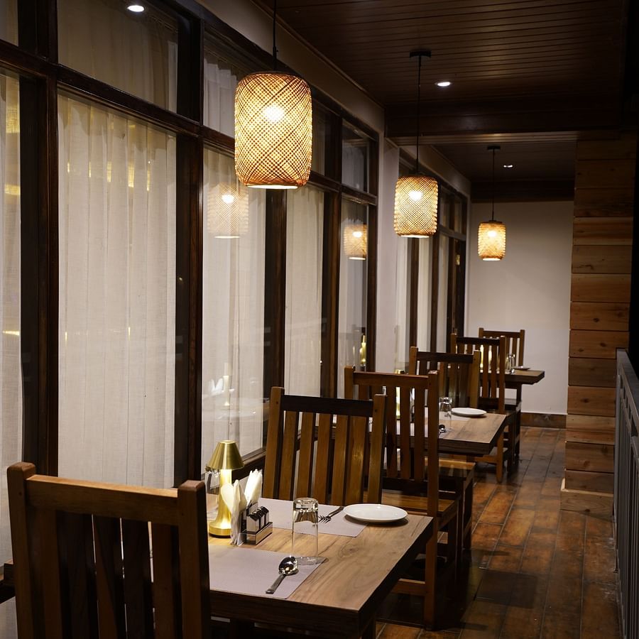 Outdoor seating arrangement in the restaurant