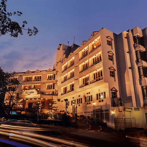 Hotel facade at night view