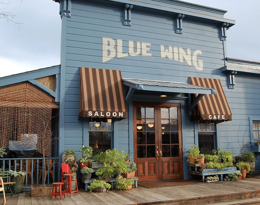 Front view of Blue Wing Saloon and Restaurant at Tallman Hotel