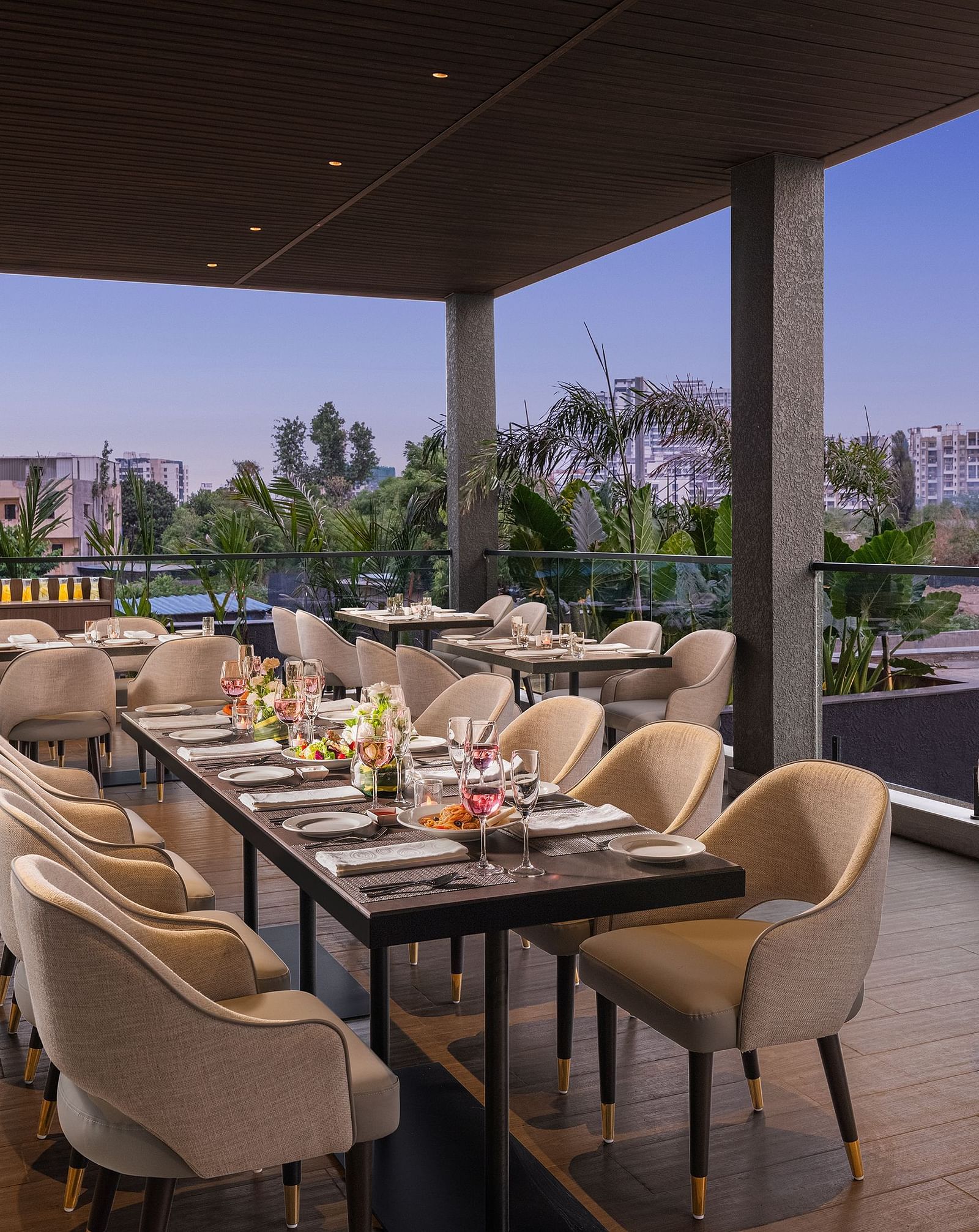 A view of dining area at Citron Bar with comfortable seating at Essentia Premiere, Pune.