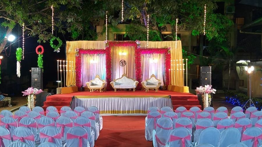the outside seating area facing the stage at the event space - Zara's Resort