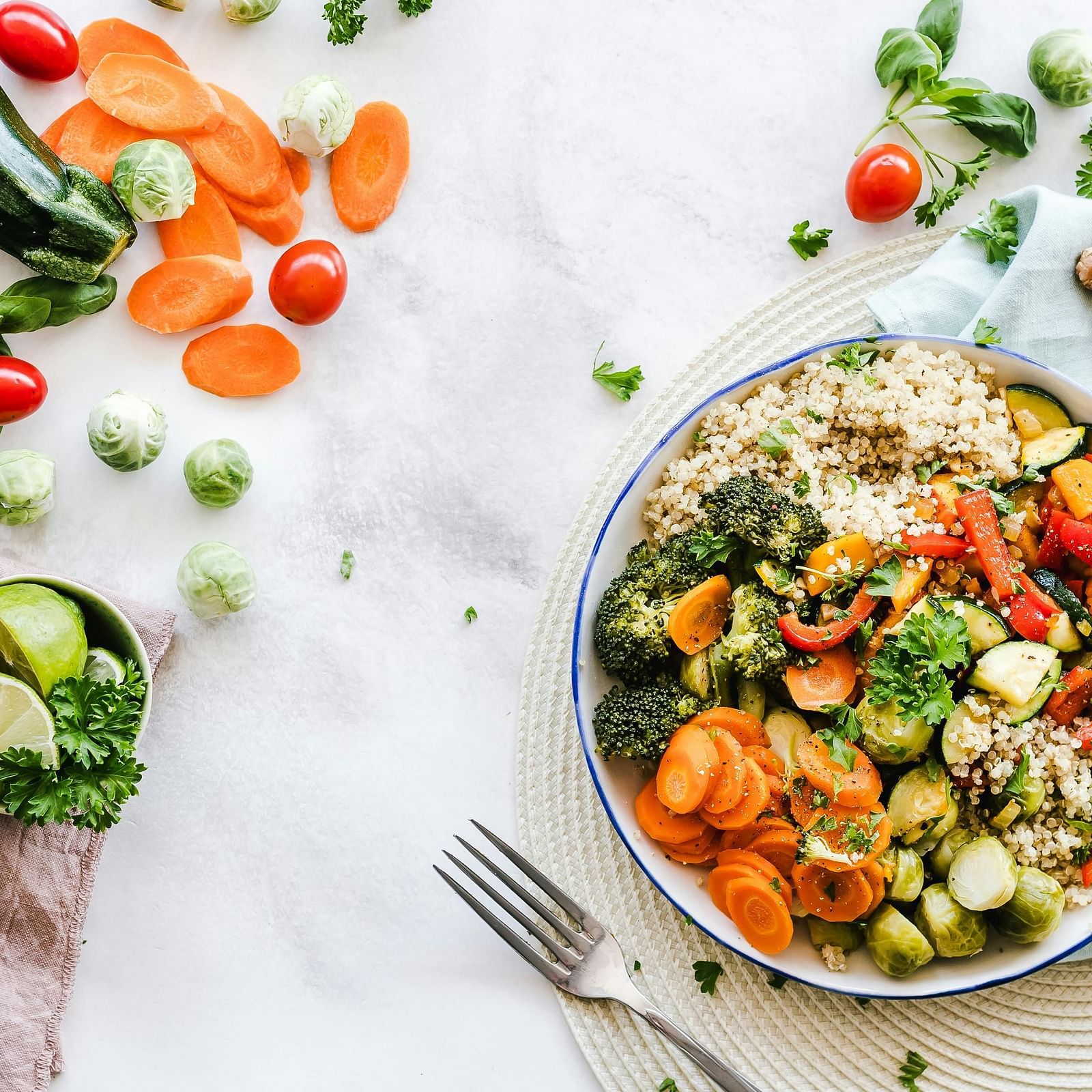 Flat-lay Photography of Vegetable Salad on Plate