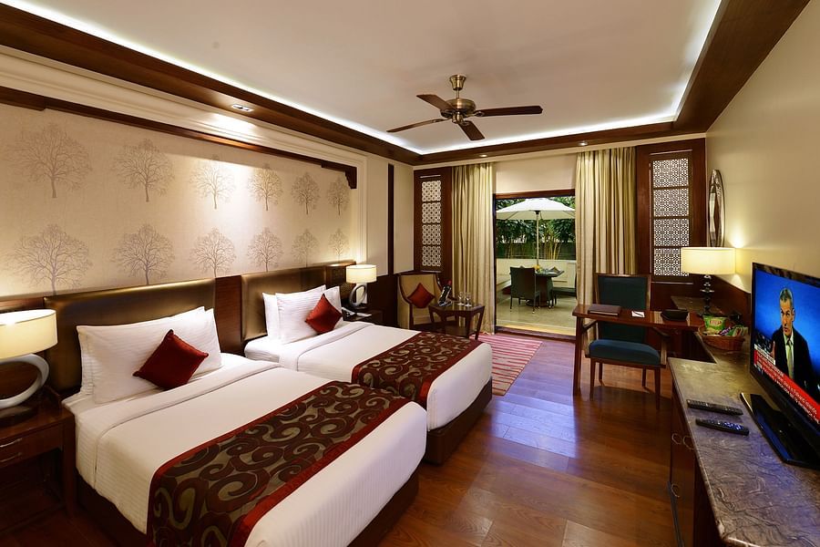 twin beds in a room at our resort in Pushkar