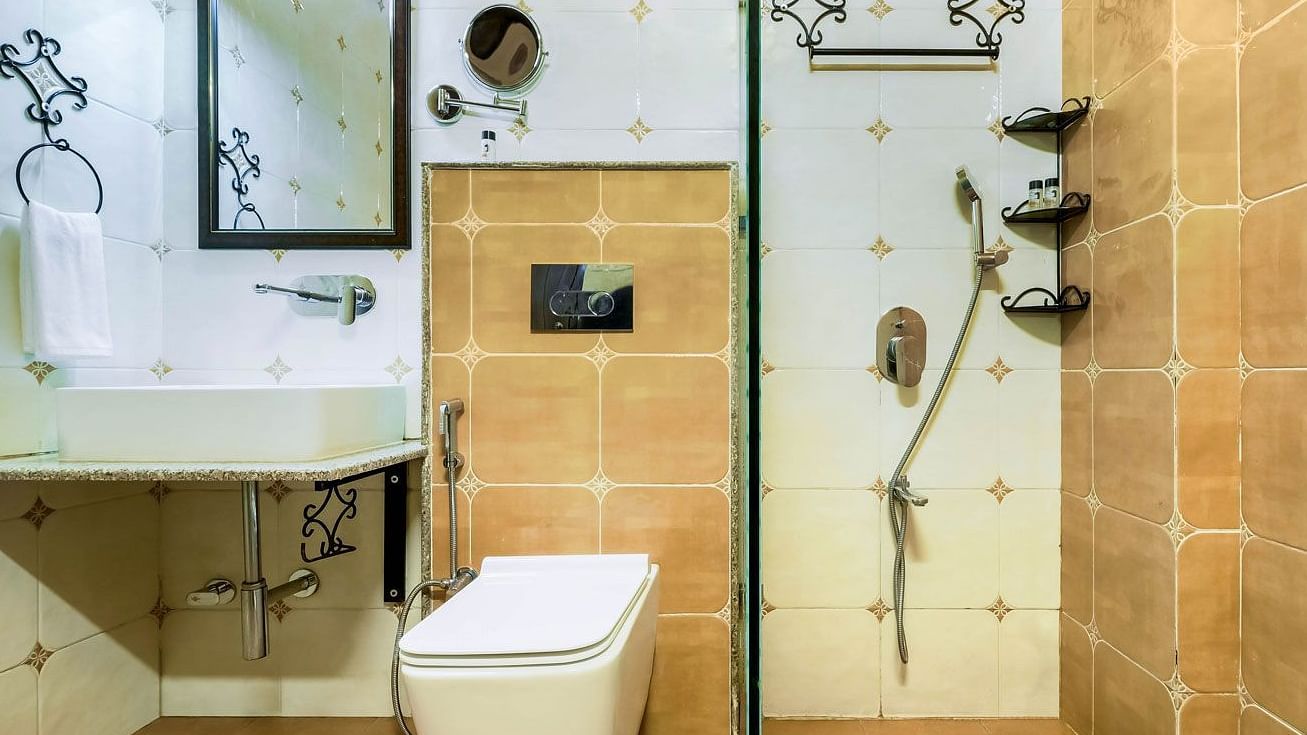 Washroom with  sink and modern amenities at Summit By The Ganges Beach Resort & Spa, Rishikesh