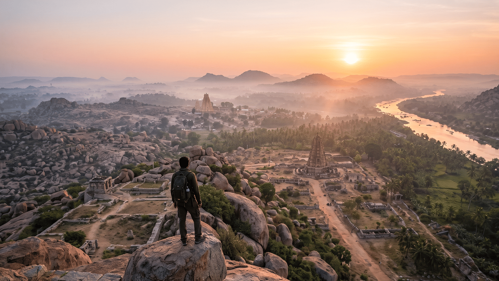 Hampi sunrise sunset viewpoints Matanga Hill Hemakuta planning guide Nature Trails Ashoka
