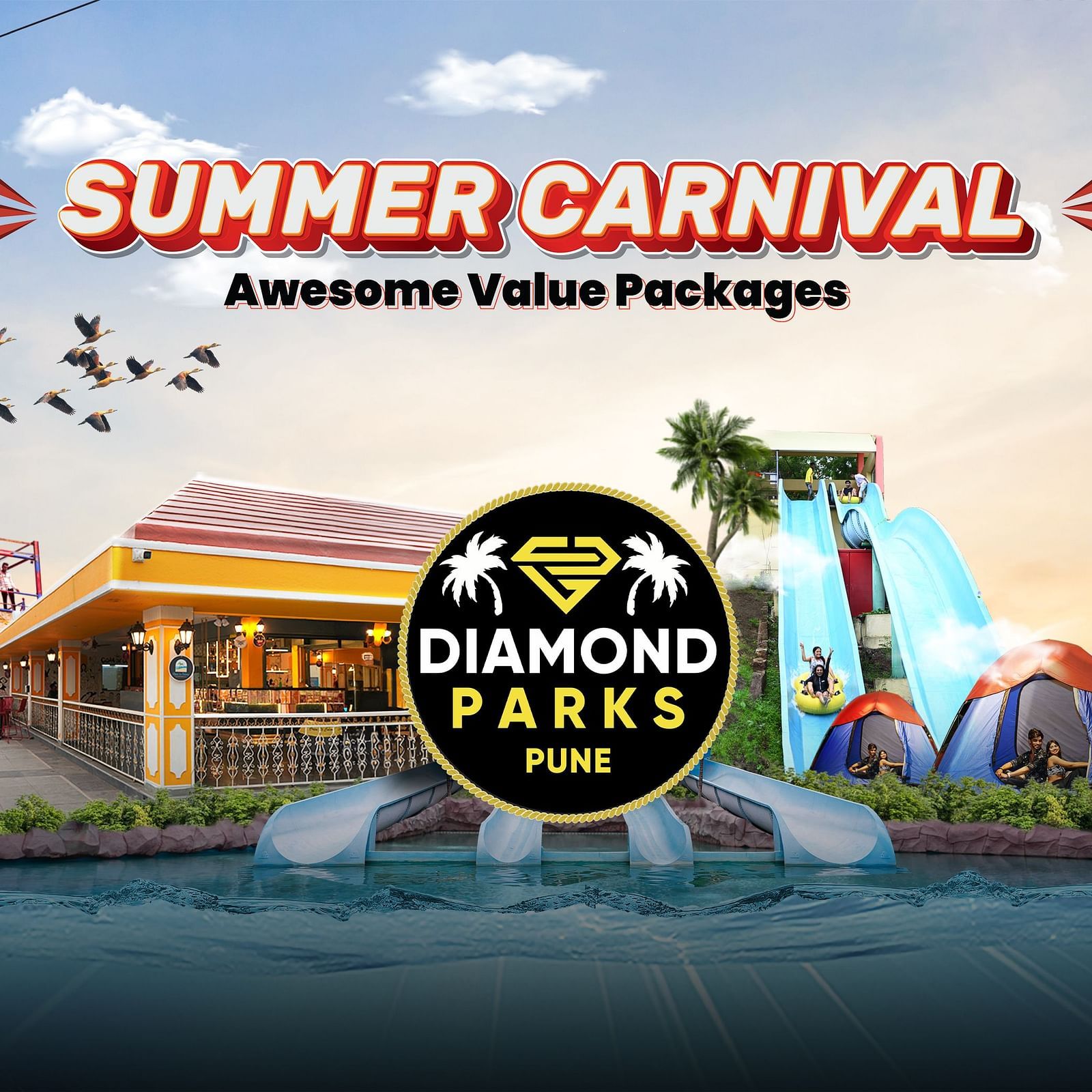 A graphics card inviting everyone for the summer carnival | Diamond Parks, Pune