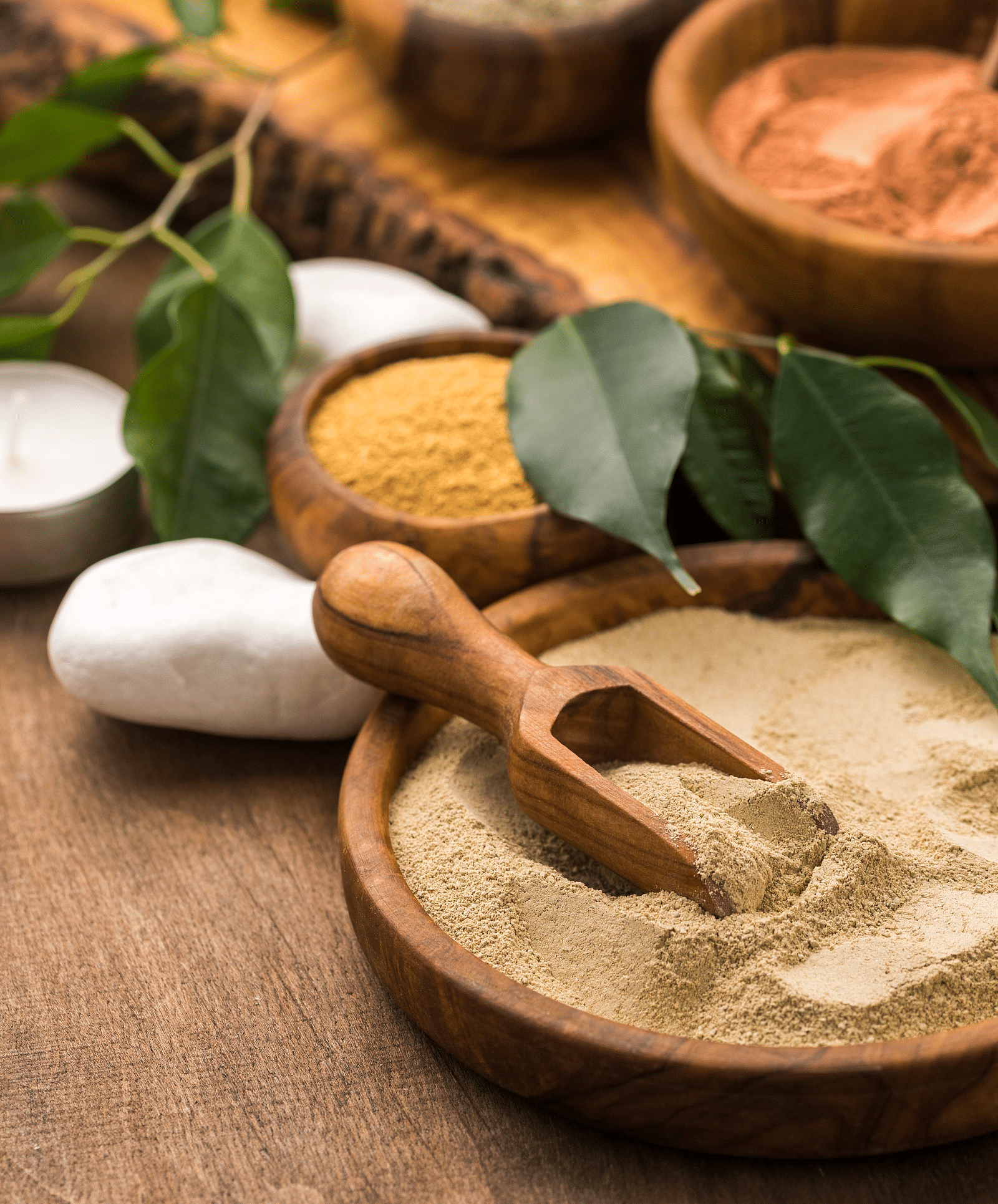 natural remedy ingredients in bowls