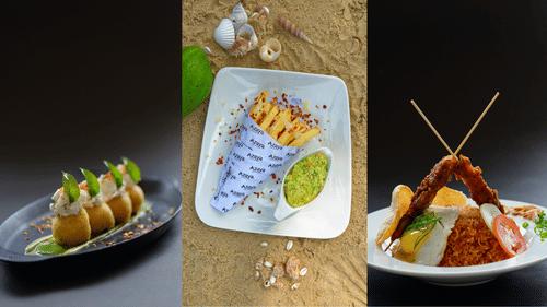 a collage of food offered at our best beach restaurants in south goa