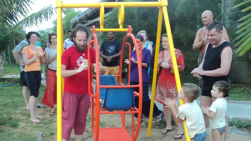 Elder and childern's  enjoying the children's park at Lotus Eco Beach Resort