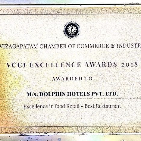 Award for Excellence received from Vizagapatam Chamber of Commerce & Industry for the year 2018