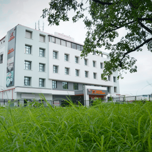 exterior facade of our hotel in Allahabad 
