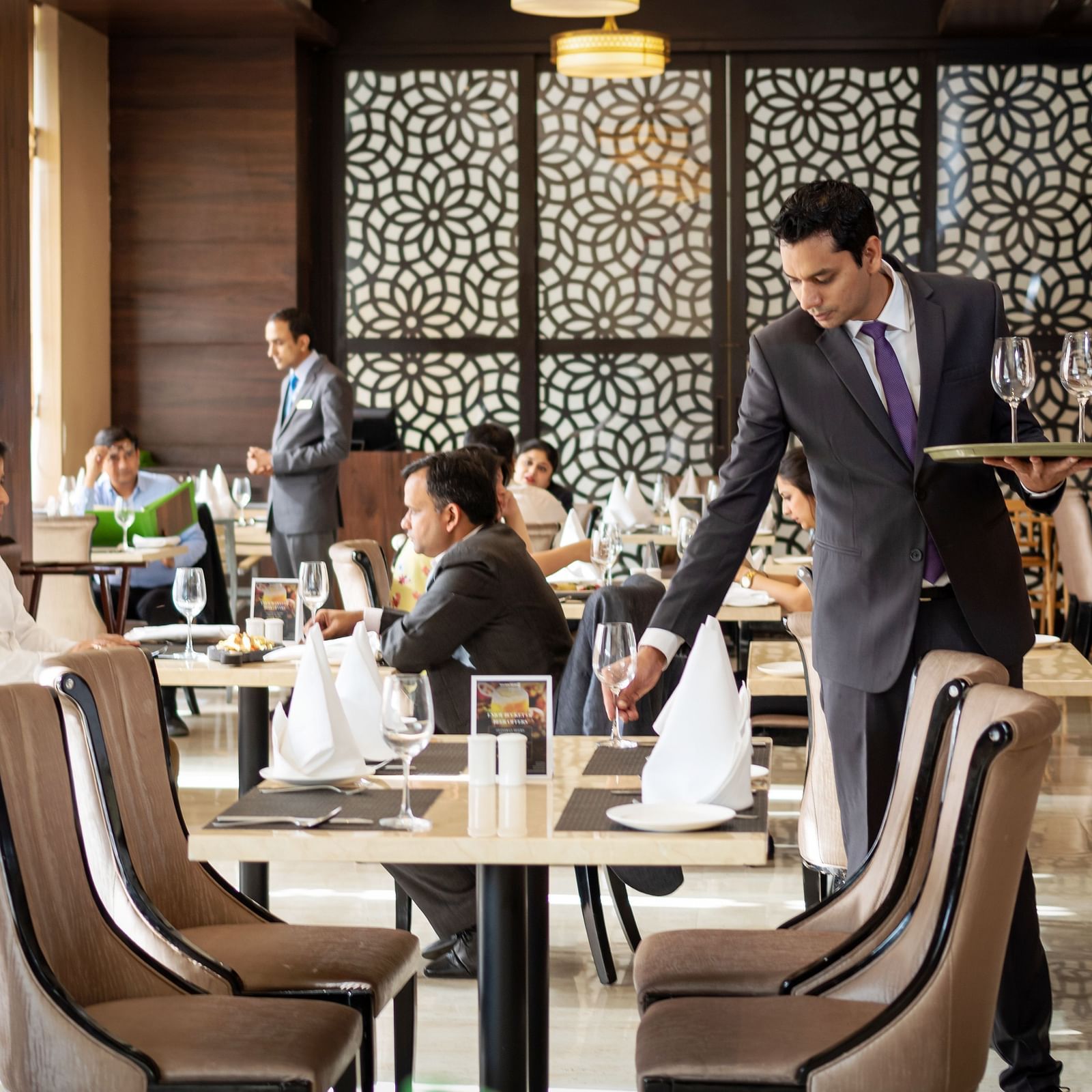 Restaurant setup at Golden Suites, Gurgaon