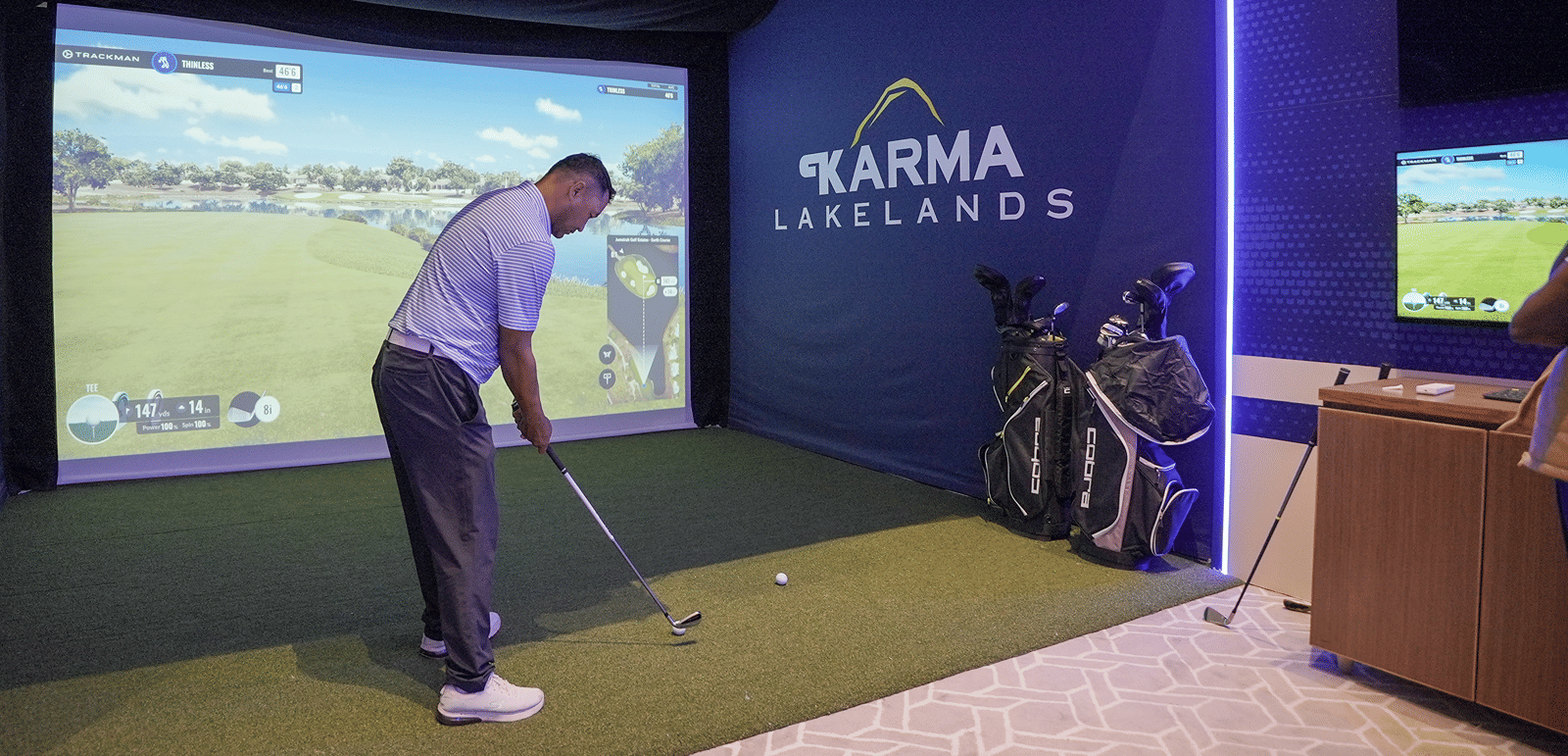 Indoor Golf Simulator powered by TrackMan-Klub Karma-Karma Lakelands gurgaon-1