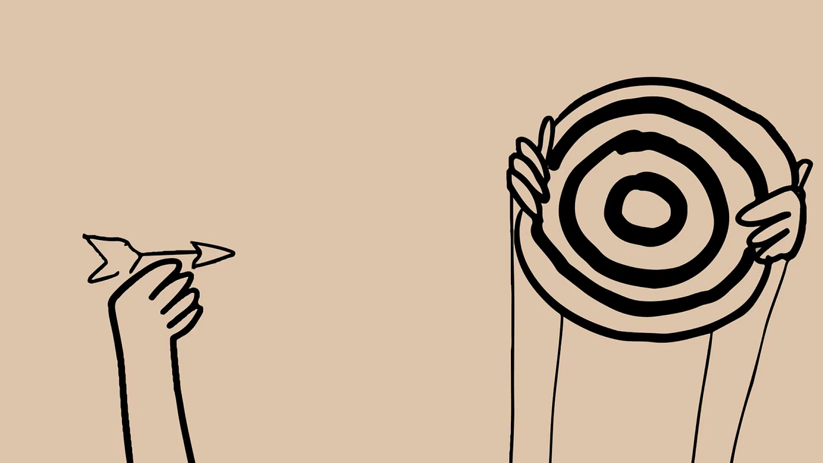 An illustration of a person aiming a dart on a dart board.