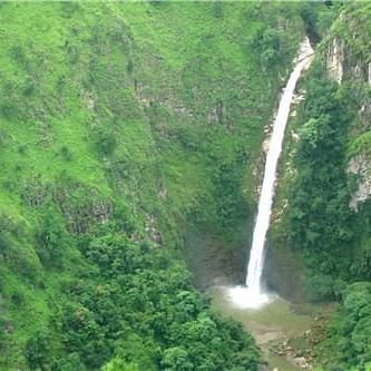 view of a waterfall in a hill