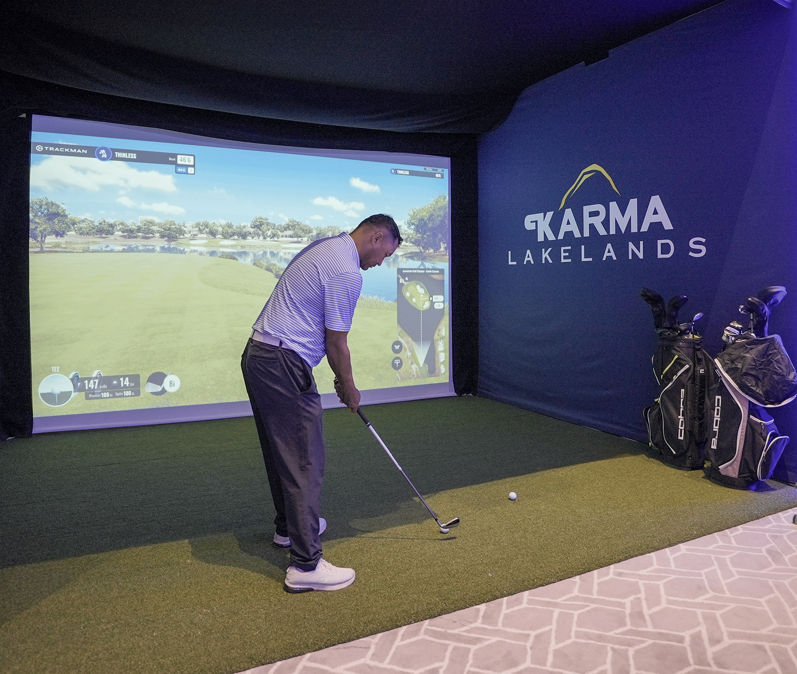 Indoor Golf Simulator powered by TrackMan-Klub Karma-Karma Lakelands gurgaon-1