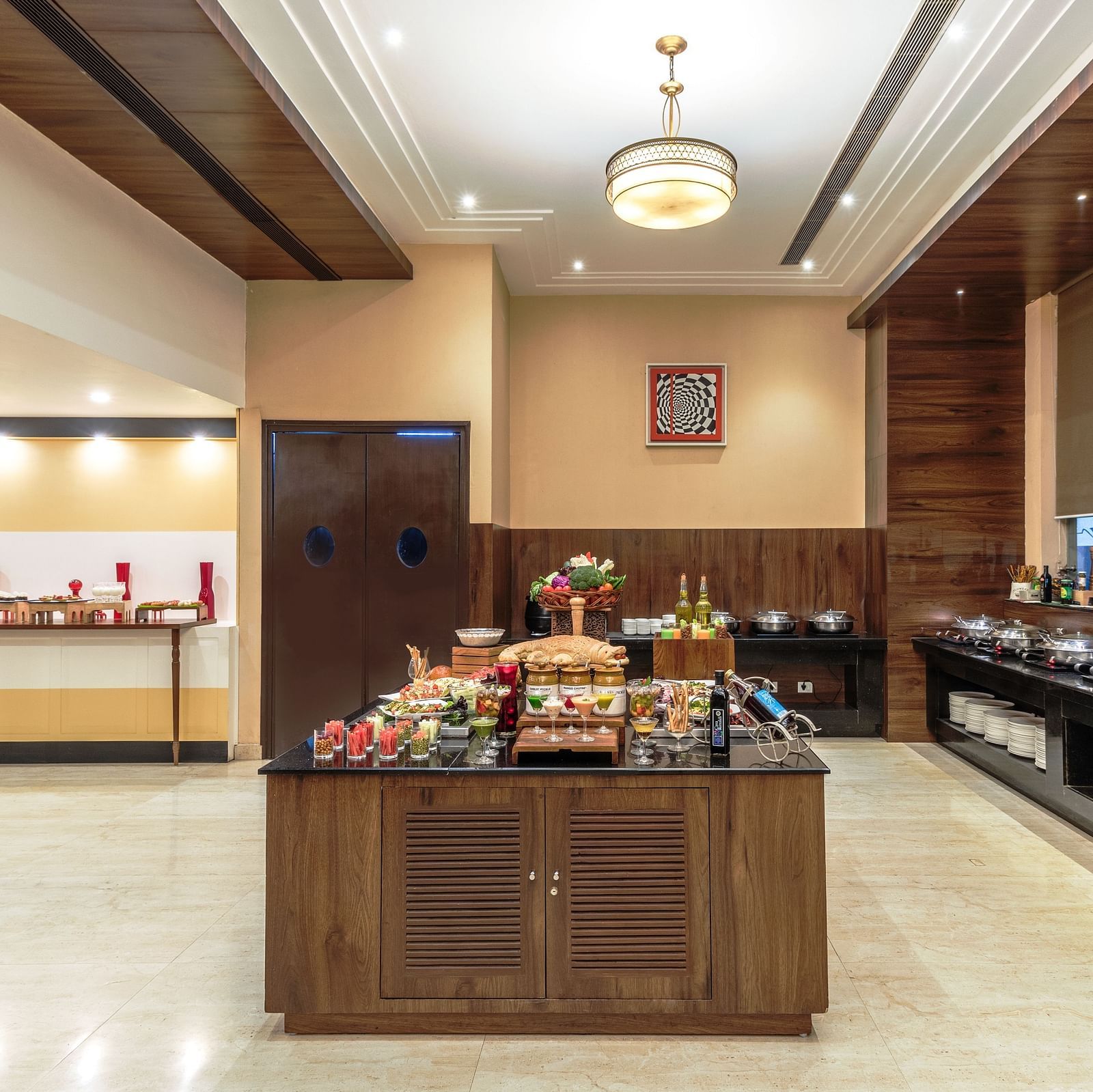Buffet counter at Branche Restaurant at Golden Suites, Gurgaon