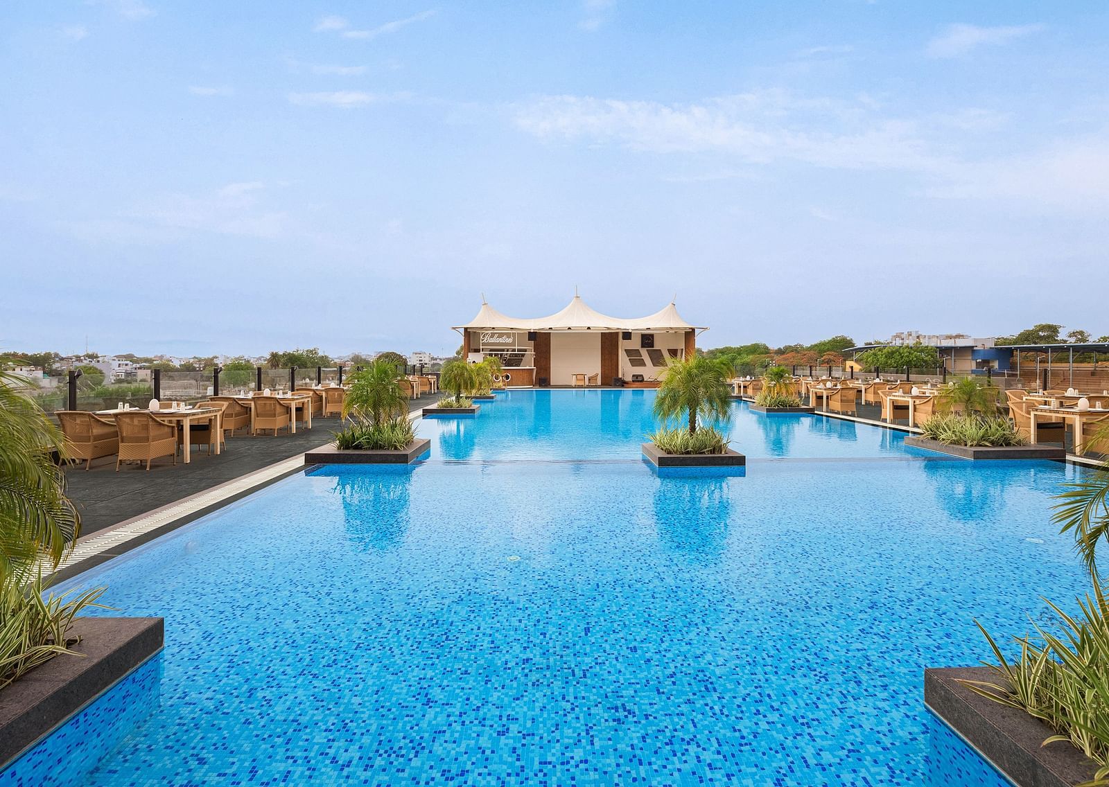 An overview of the Outdoor swimming pool at Essentia Luxury Hotel, Indore