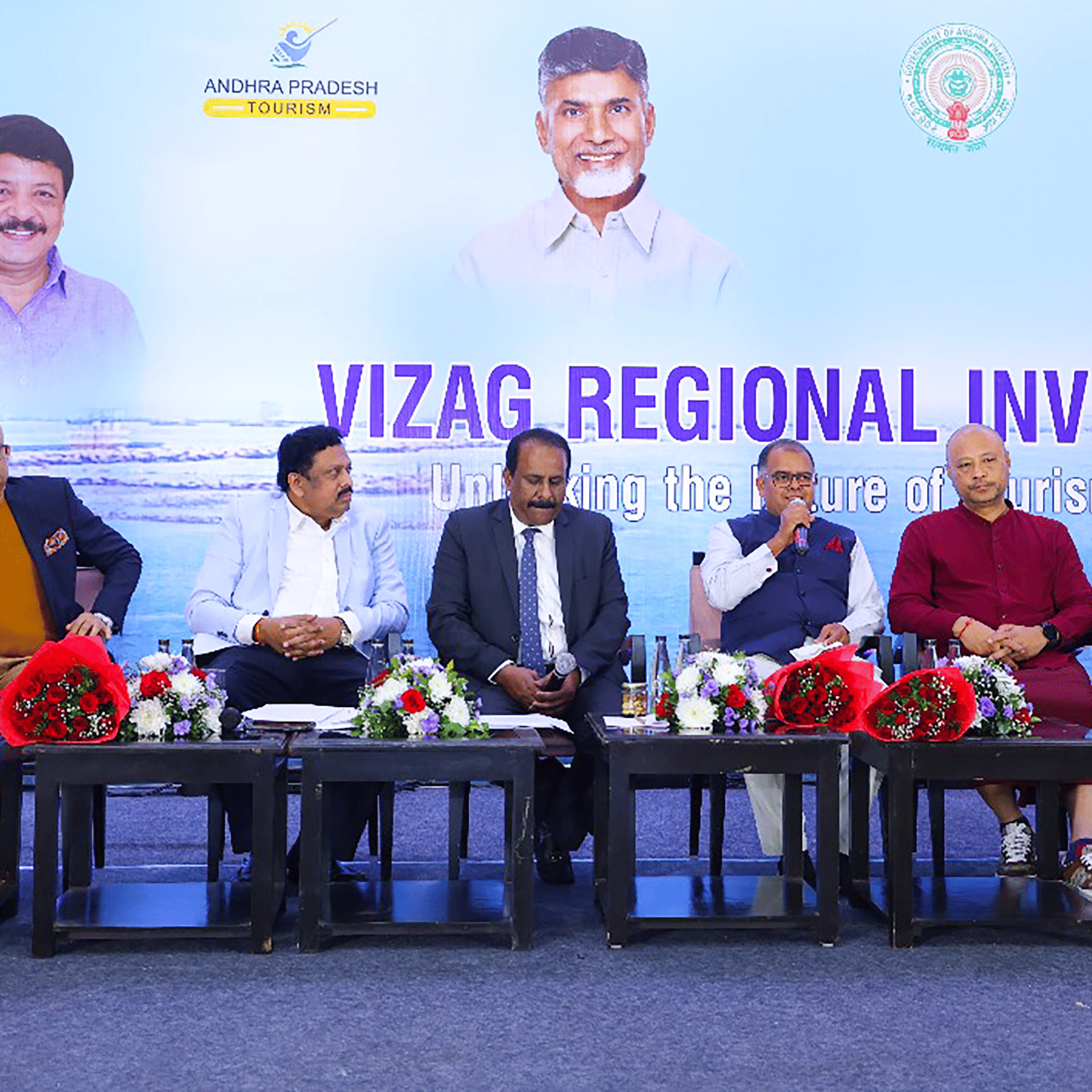 A banner of few members gathered for the collaboration of Andhra Pradesh Tourist department with Sumi Yashshree Hotels