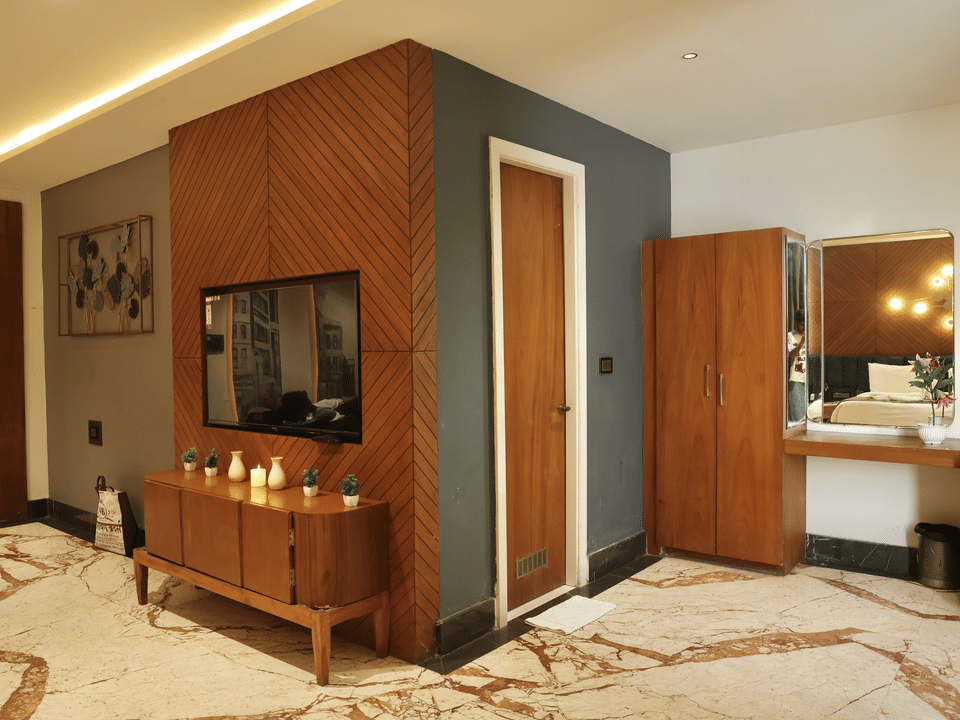 Skyline by Miraya, Venus Family Room, Television console and mirrored vanity