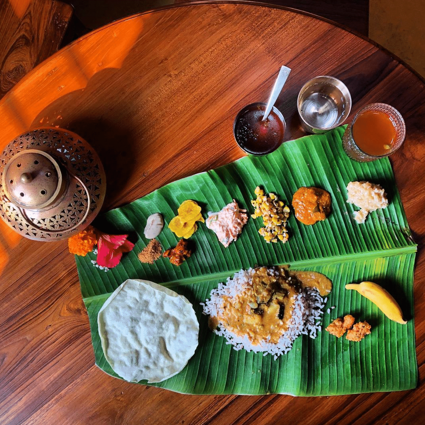 Meal served on a banana leaf 2