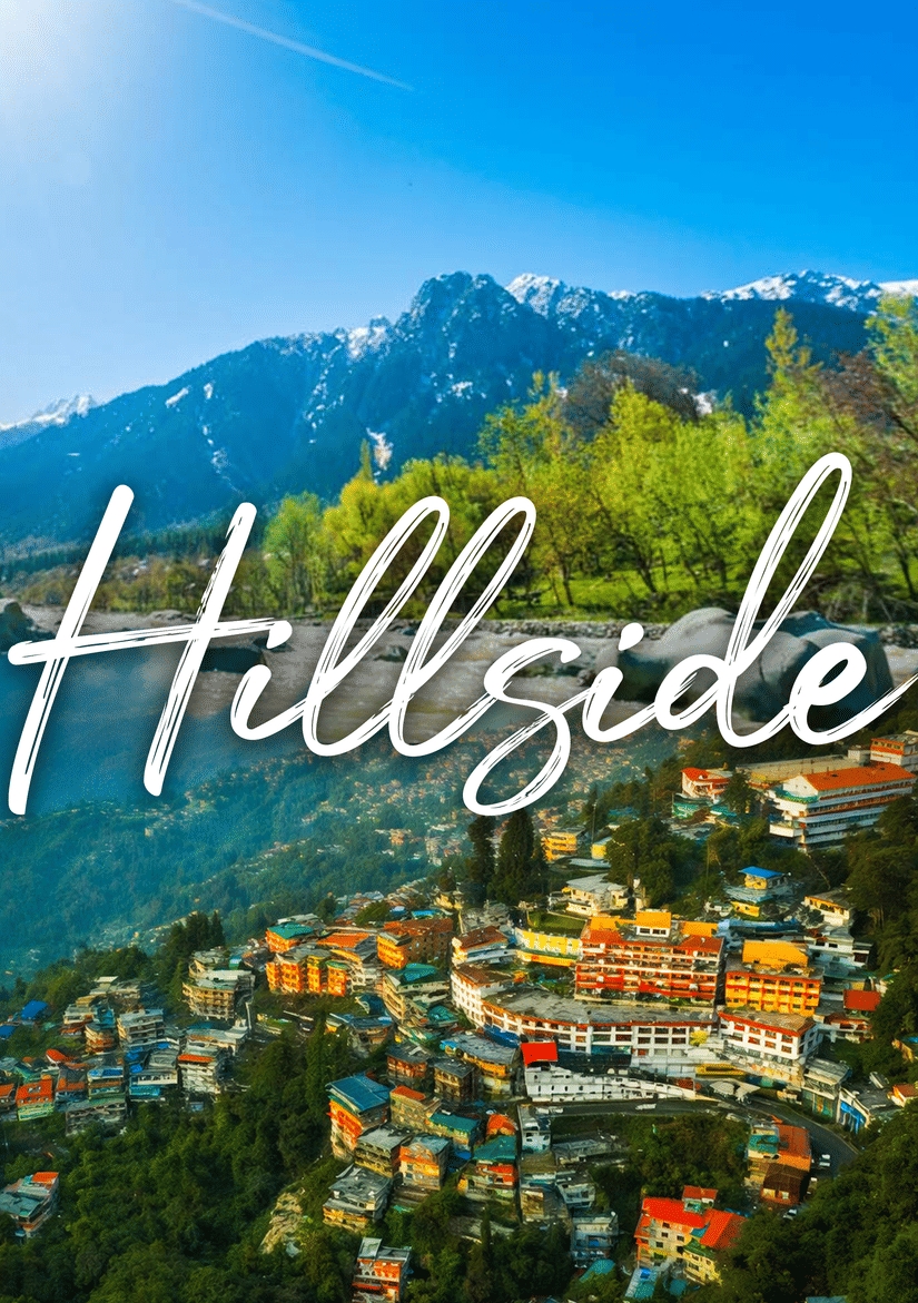 Scenic hillside town with colorful houses and green mountains showing nature travel peaceful retreats and mountain living