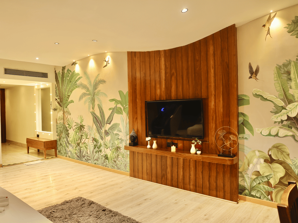 Skyline by Miraya, Miraya Club, Curved wood panelling with television