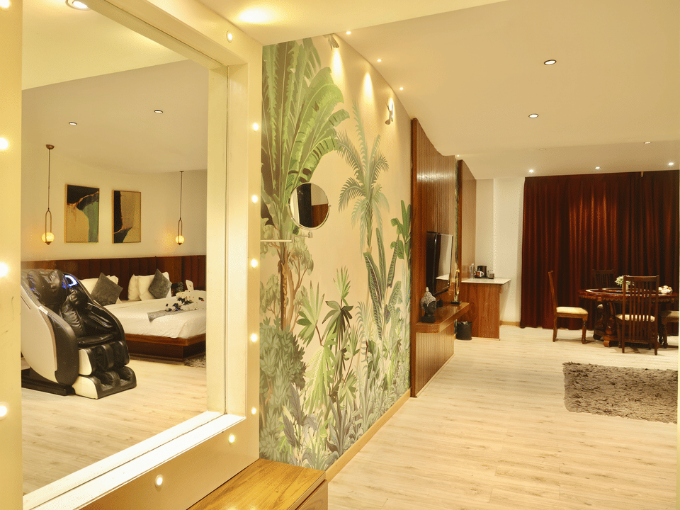 Club Suite, Massage chair reflected in the mirrored wall